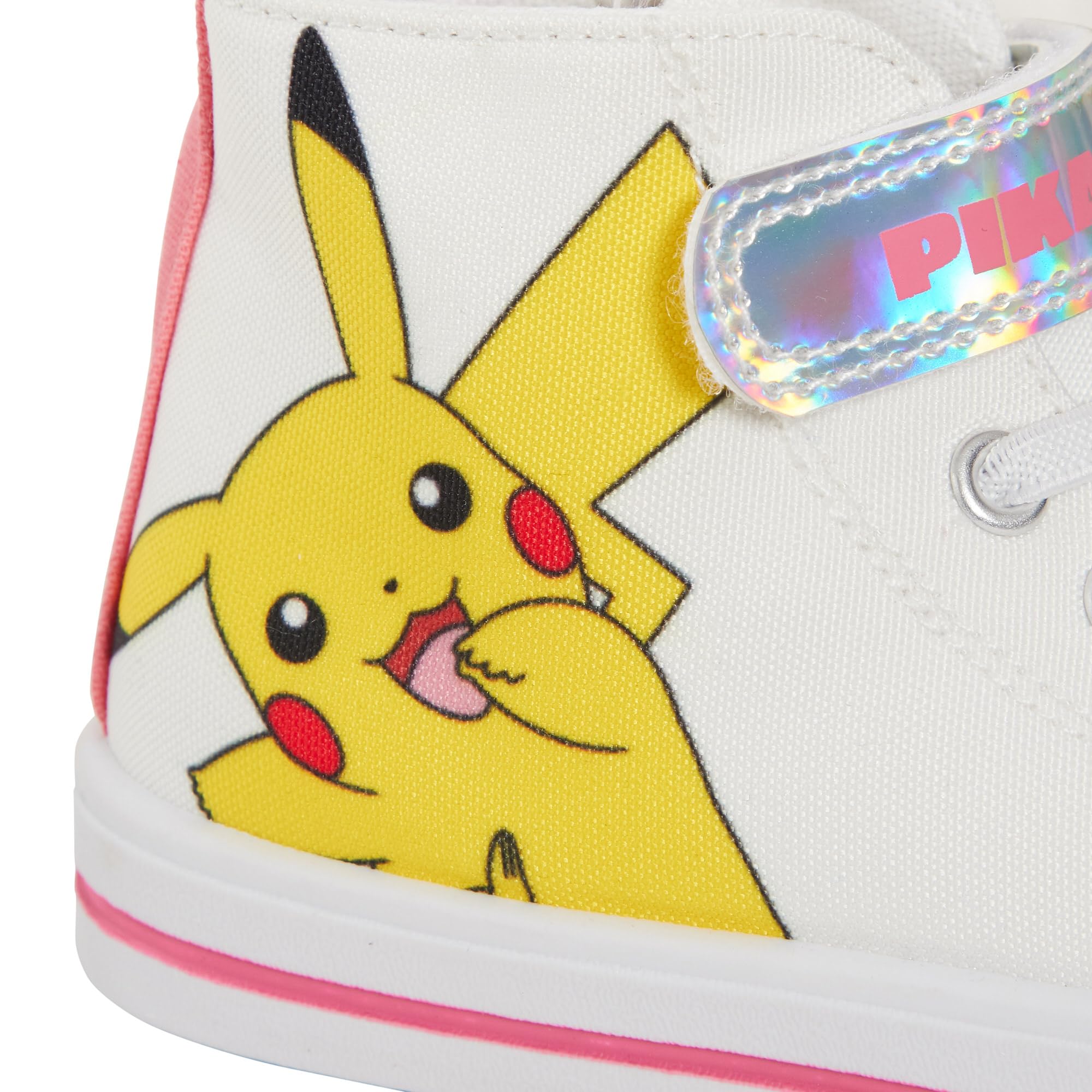 Scarpe da ginnastica alte da bambina, in tela, con cerniera, motivo: Pokemon Pikachu Eevee