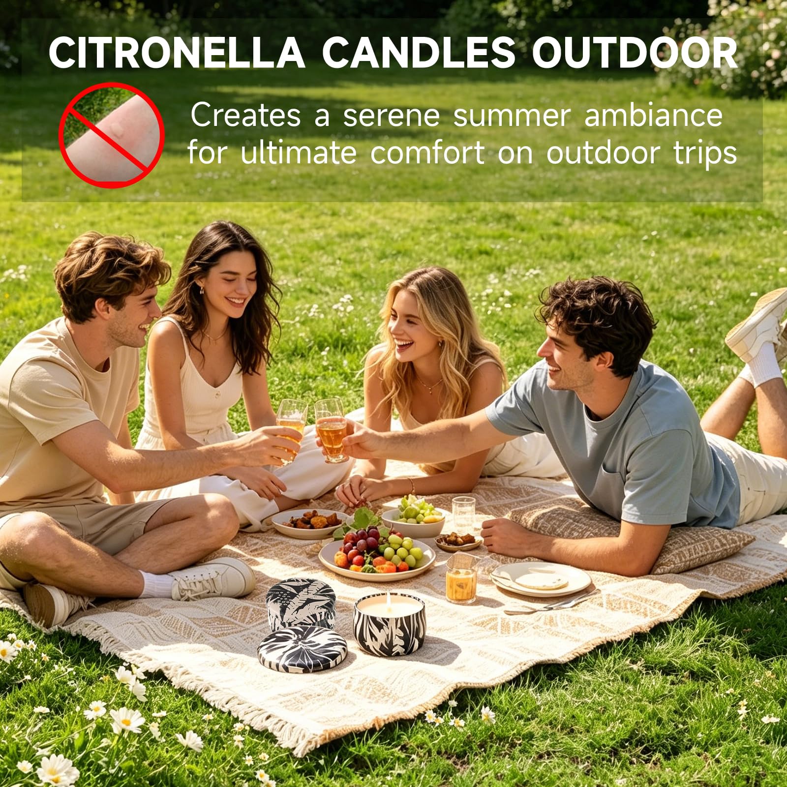 Confezione da 12 candele alla citronella per esterni, candele profumate in cera di soia naturale, 300 ore, di lunga durata, per cortile, giardino, patio e campeggio