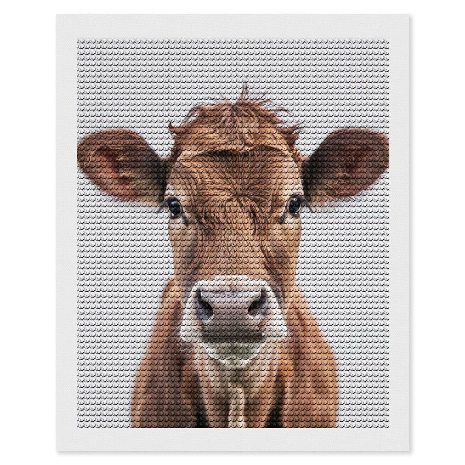 Junmoney Cow Face Full Drill Diamond Painting Kit 16"x20", for Teens, Adhesive Canvas, Bedroom Decor, Holiday Gift Idea