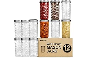 VERONES Mason Jars – Wide-Mouth 22 Oz Canning Jars with Easy Pour Lids