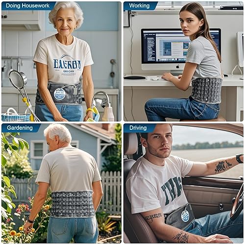 Miniatura 7 de HONGJING Soporte lumbar para cinturón de espalda de descompresión para aliviar el dolor de espalda baja - Soporte inflable de espalda con bomba