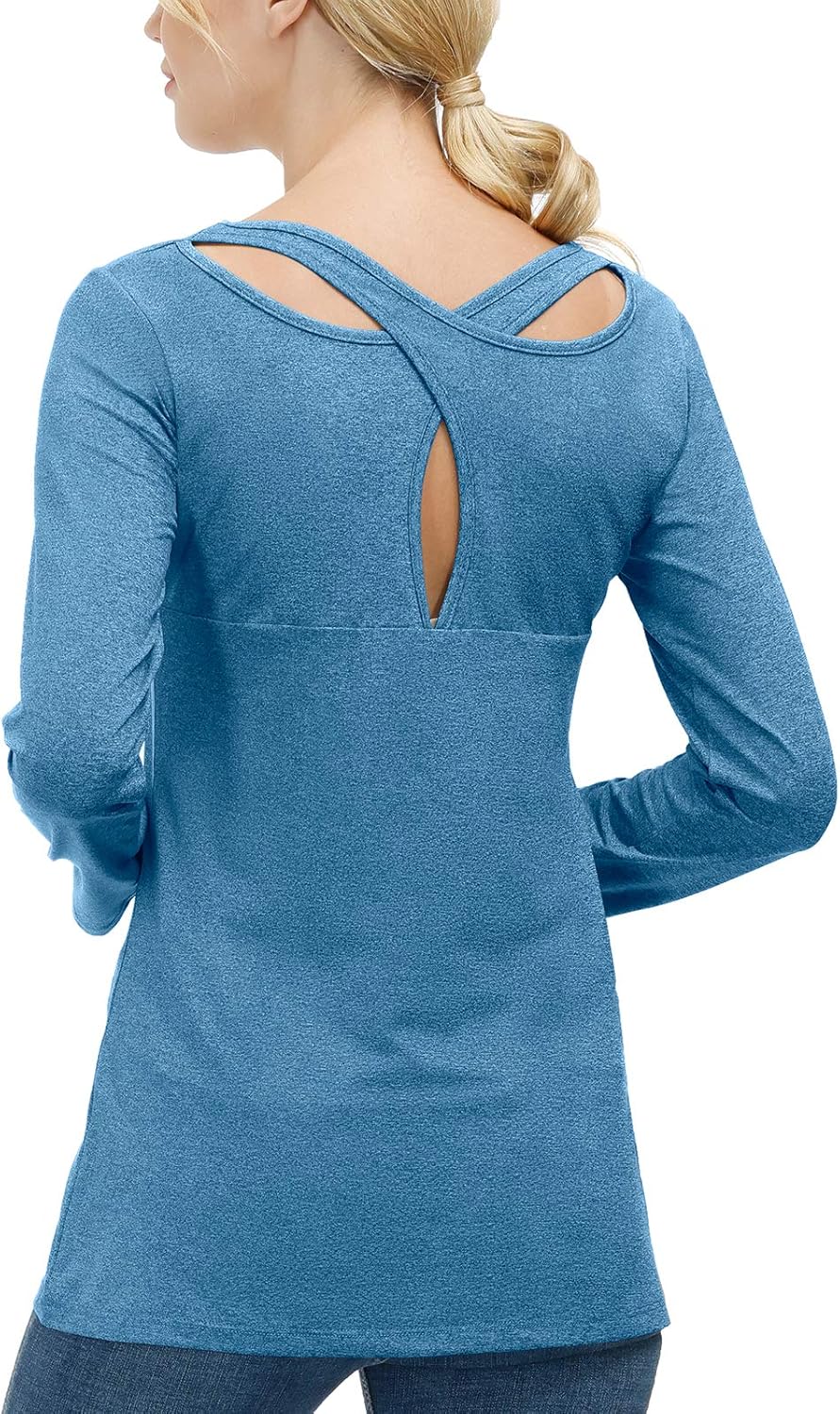 Womens Long Sleeve Workout Tops Casual Tunic Top for Leggings Athletic T-Shirt Quick Dry Lightweight: Clothing