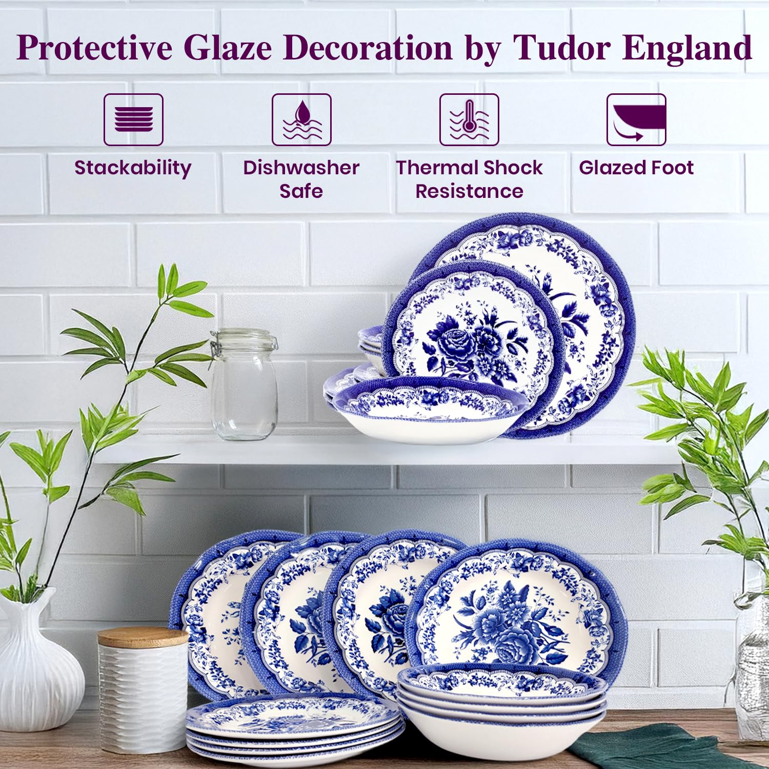 ロイヤルチューダー　食器セット Amazon.co.jp: TUDOR ROYAL 12点磁器ラウンド食器セット、4人用