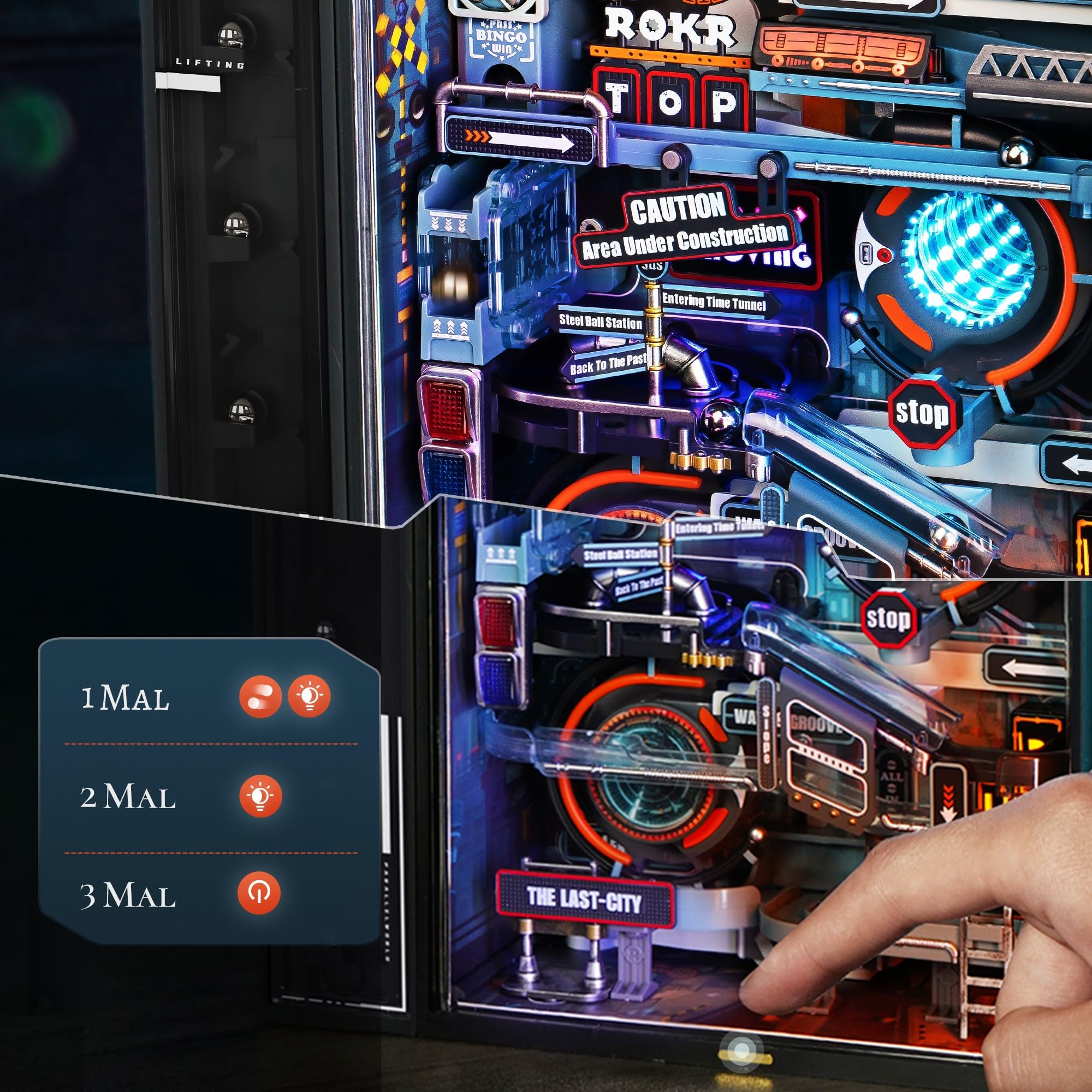 ROKR Kugelbahn Last City 3D Puzzle Erwachsene Modell Gaming Deko Setup Erweiterungsfähige Kits Cyberpunk Geschenkidee für Männer-Parallel World MR01S
