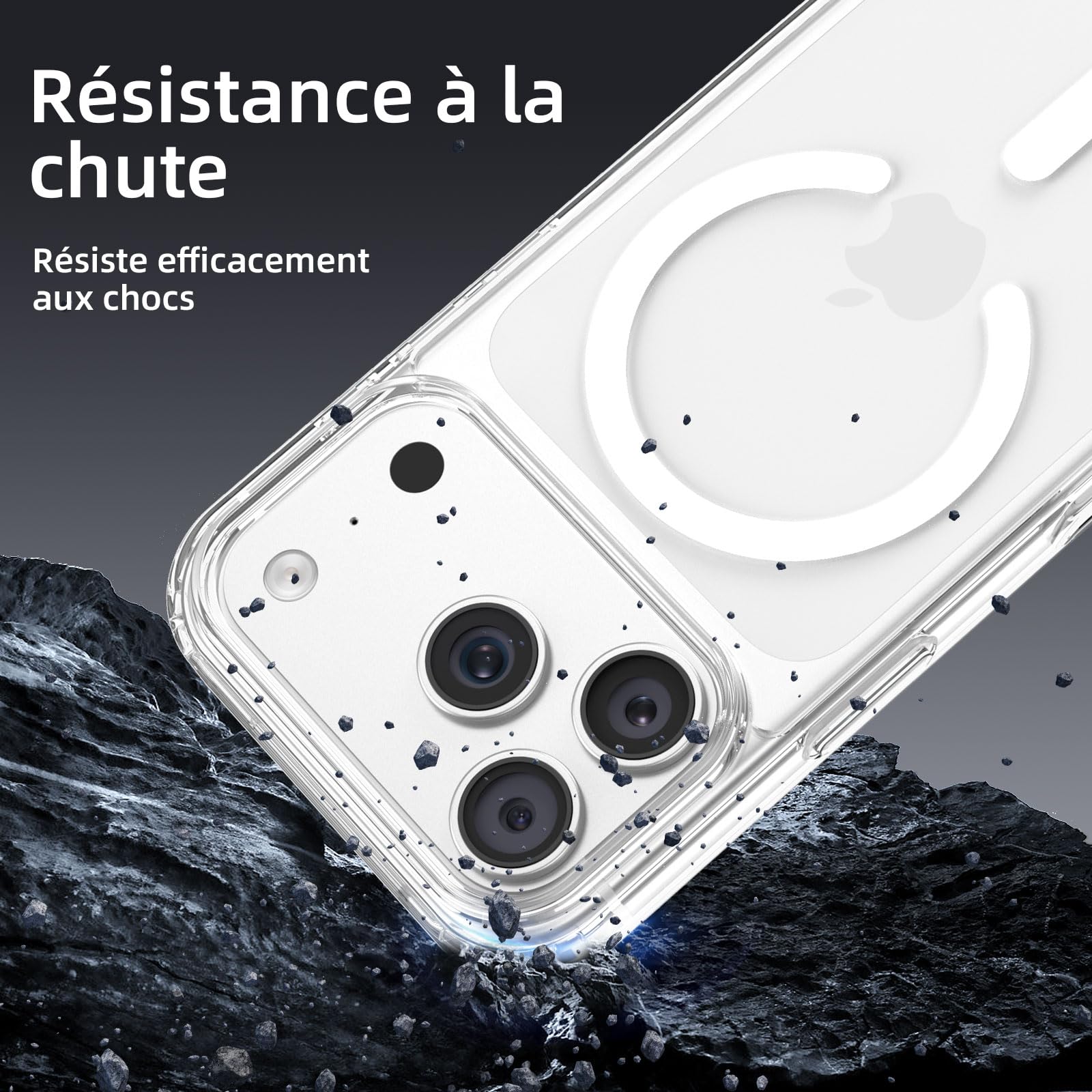 NEW'C Magnétique Coque pour iPhone 17 Pro Max (6,9 Pouces), Compatible avec MagSafe Antichoc Ultime avec Cordon – Magnétisme Puissant et Protection Militaire - Etui Fine - Transparent