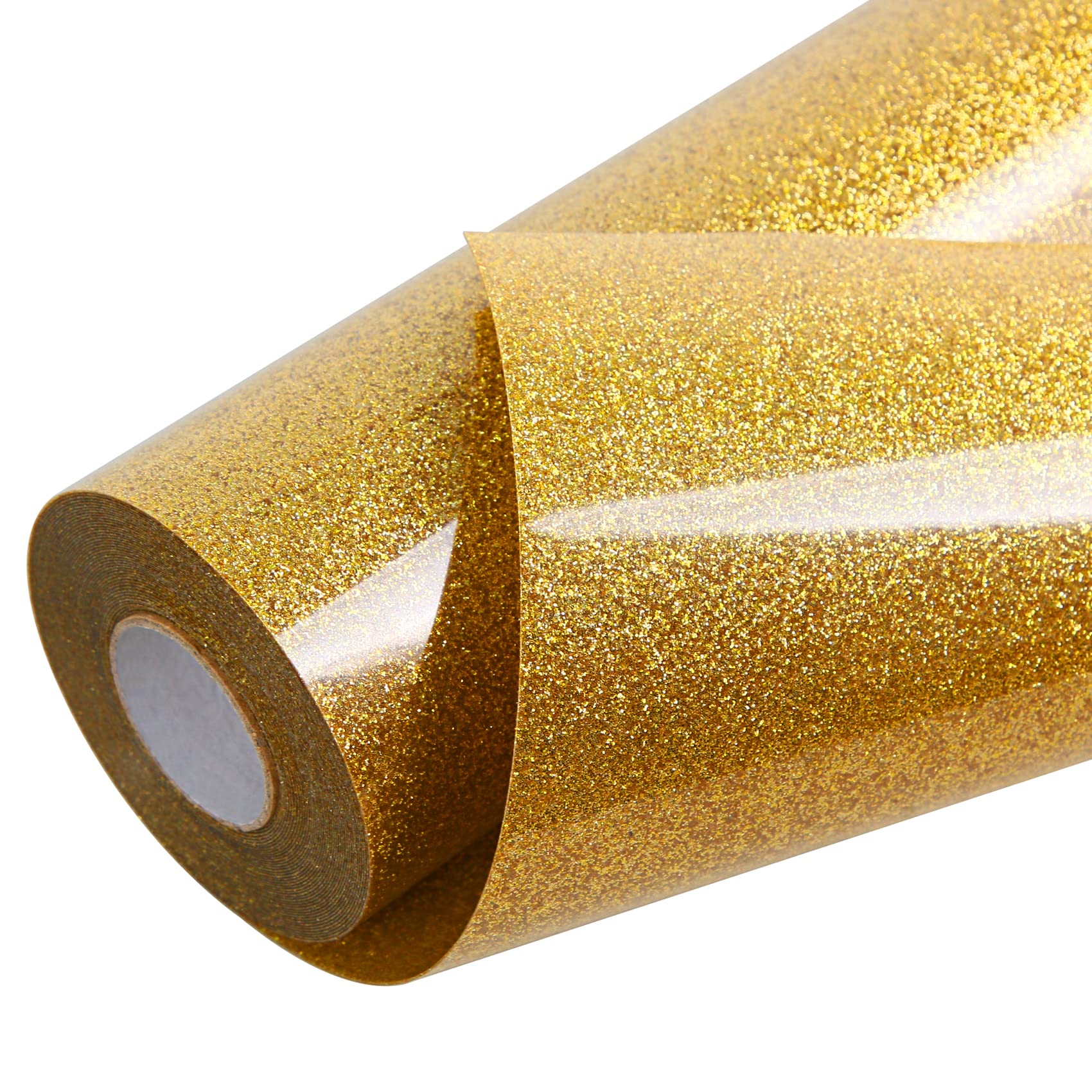TORC Gold Glitter HTV Heat Transfer Vinyl Roll 12 inch x 20 ft Sparkly Iron on Vinyl for T Shirts Crafts Bulk