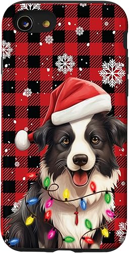Funda para iPhone SE (2020) 7 8 Border Collie Christmas Plaid Christmas Decor Case Funda para iPhone SE (2020) 7 8 Border Collie Christmas Plaid Christmas Decor Case
