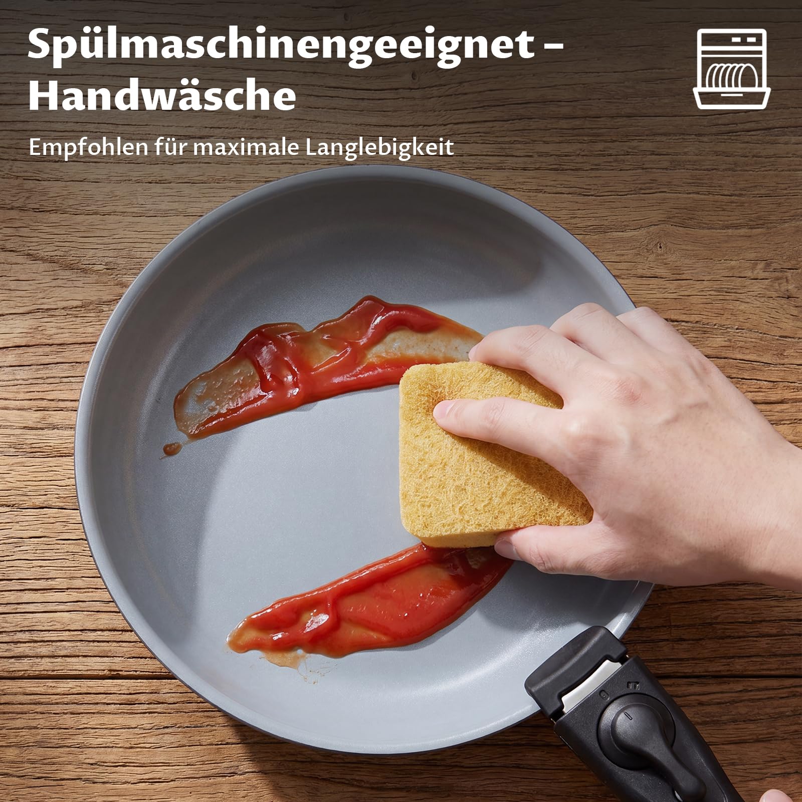 BEZIA Pfannen und Topfset mit abnehmbarem Griff, 13-tlg. Topf- & Pfannenset | Stapelbares Keramik Kochgeschirrset Induktion für Gesundes Kochen, PFAS/PTFE-frei, Ofenfest & Platzsparend für Küche/Camping