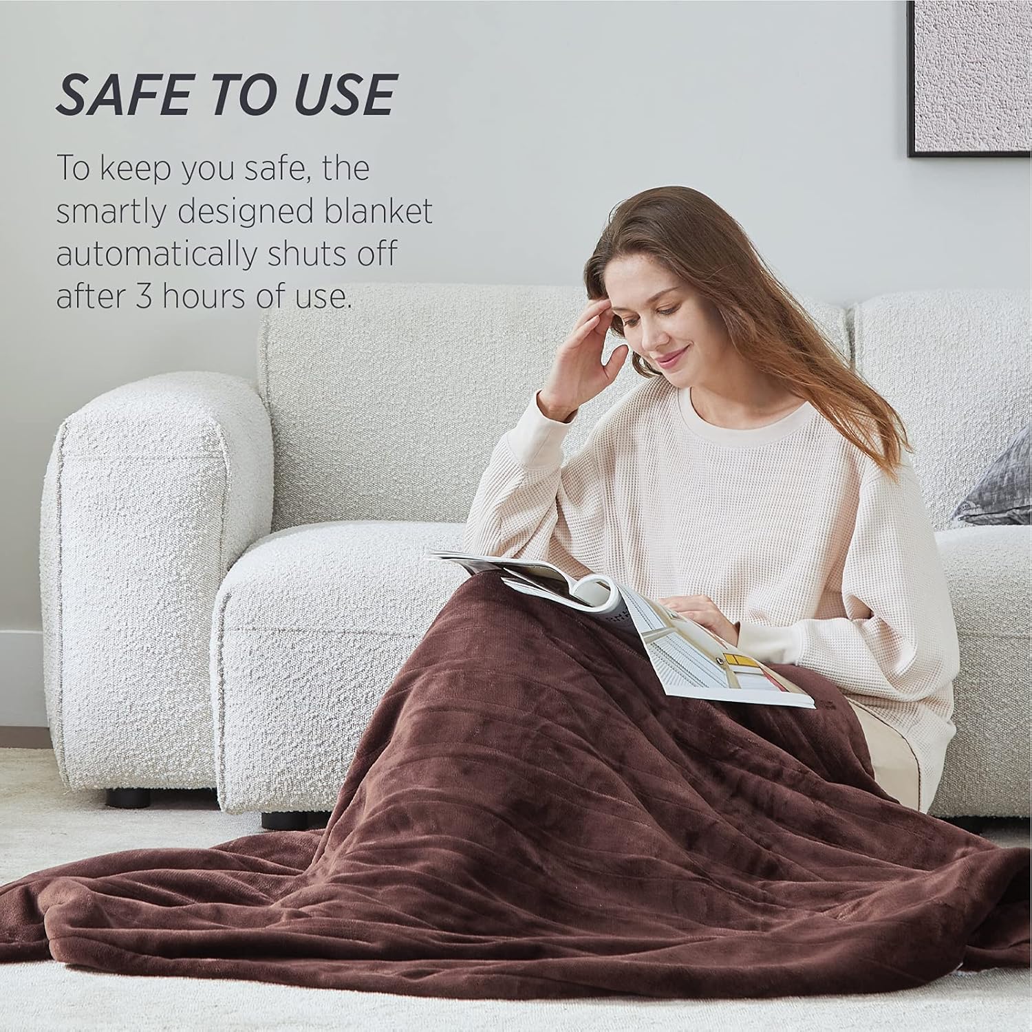 Bedsure Heated Blanket Electric Throw - Soft Electric Blanket for Couch, 5 Heat Settings Fleece Blanket with 3hrs Timer Auto Shut Off, Machine Washable Sherpa Heating Blanket Throw (50×60, Chocolate) : Home & Kitchen