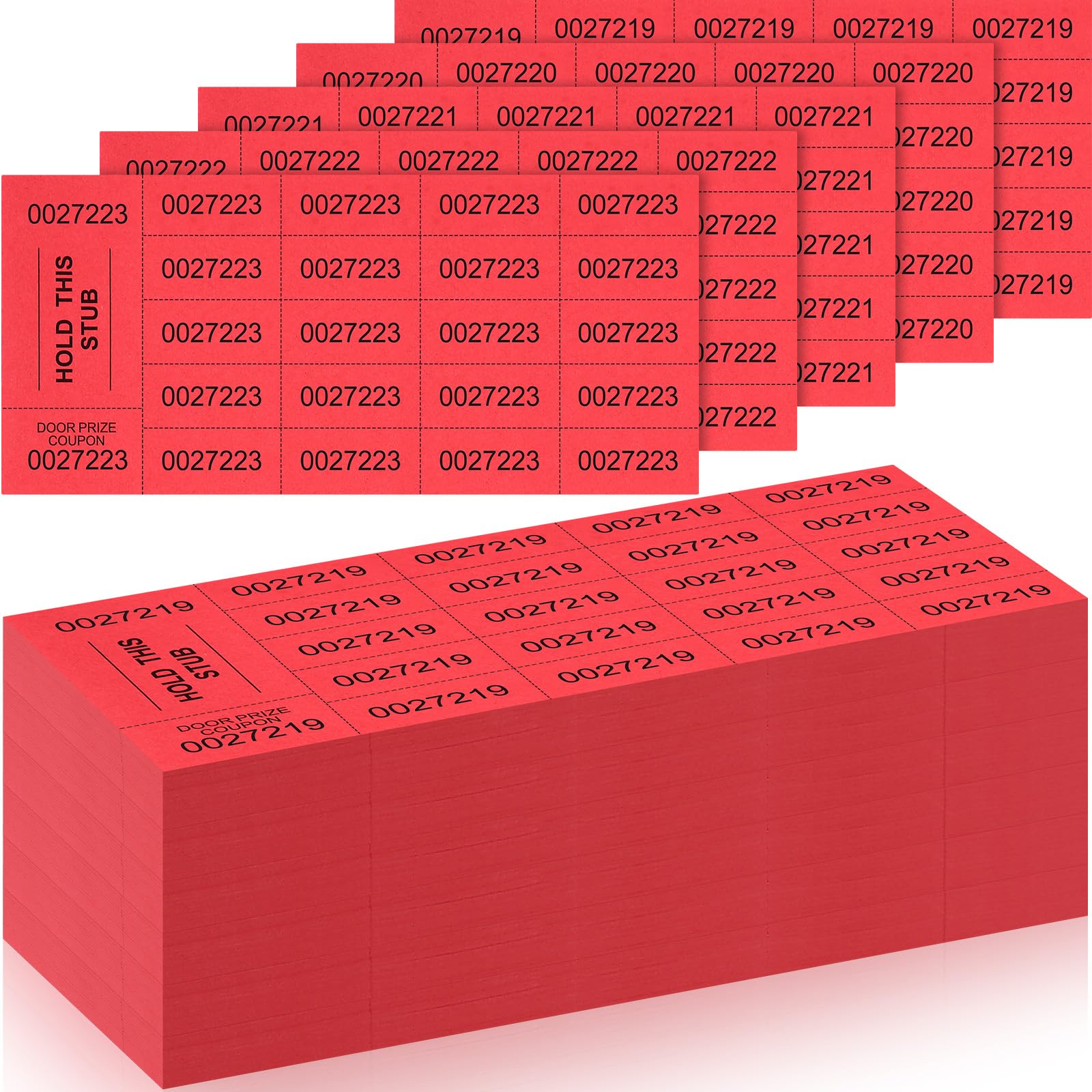 Kosiz 20 Bid 504 Raffle Ticket Sheets Chinese Auction Tickets, Red