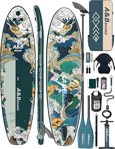 Miniatura 12 de ABBOARD - Tabla inflable de remo para pescar, extra ancha, con accesorios de sup para jóvenes y adultos