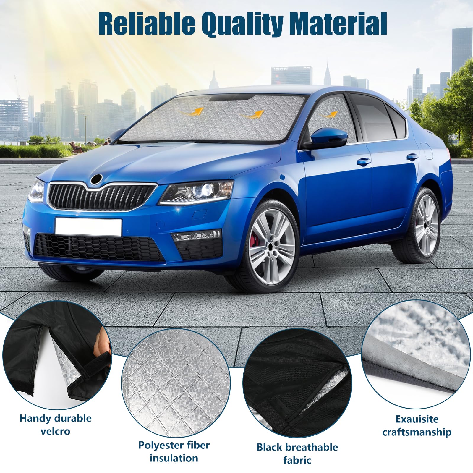 Parabrezza Parasole Auto di Compatibile con Skoda Octavia MK3 2012-2019, 3 Pezzi Copertura Parasole Interna Auto, Visiere Parasole Impermeabile e Pieghevole