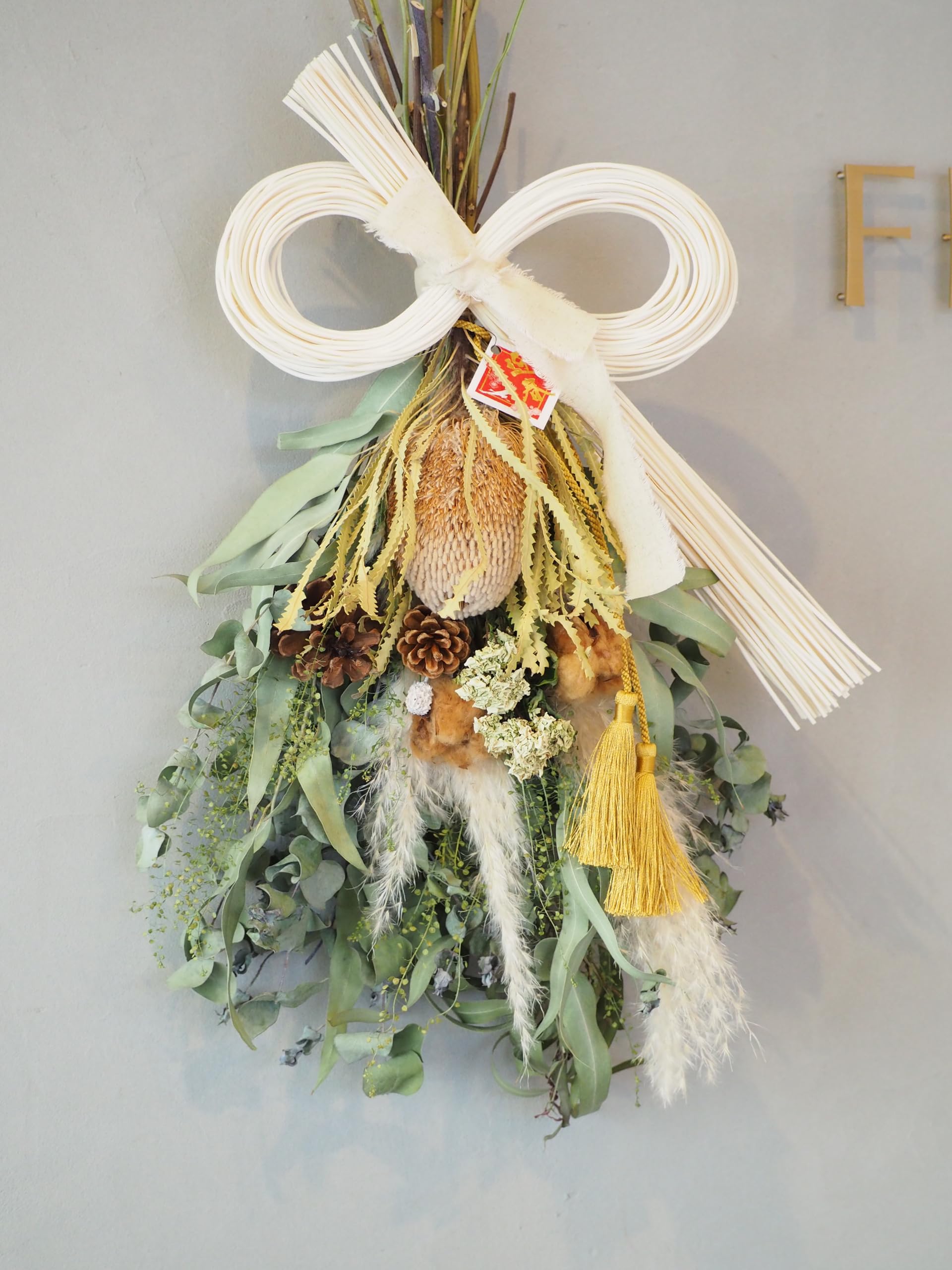 2wayしめ縄　しめ縄飾り　ナチュラル　ドライフラワー　スワッグ Amazon | FROMARIA フロマリア しめ縄 ドライフラワー スワッグ