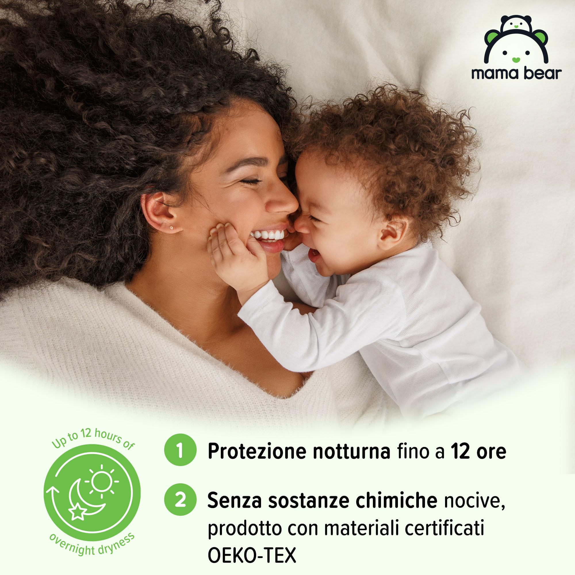 Marchio Amazon - Mama Bear - Pannolini ultra asciutto - Taglia 4+ (9-15 kg)- Con canali d'areazione, Bianco, 160 Unità (2 confezioni da 80) - Nuova versione
