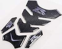 Vista 3 de Tapa de gas de fibra de carbono real, almohadilla de tanque, extremo frontal superior de triple árbol, calcomanías de abrazadera superior