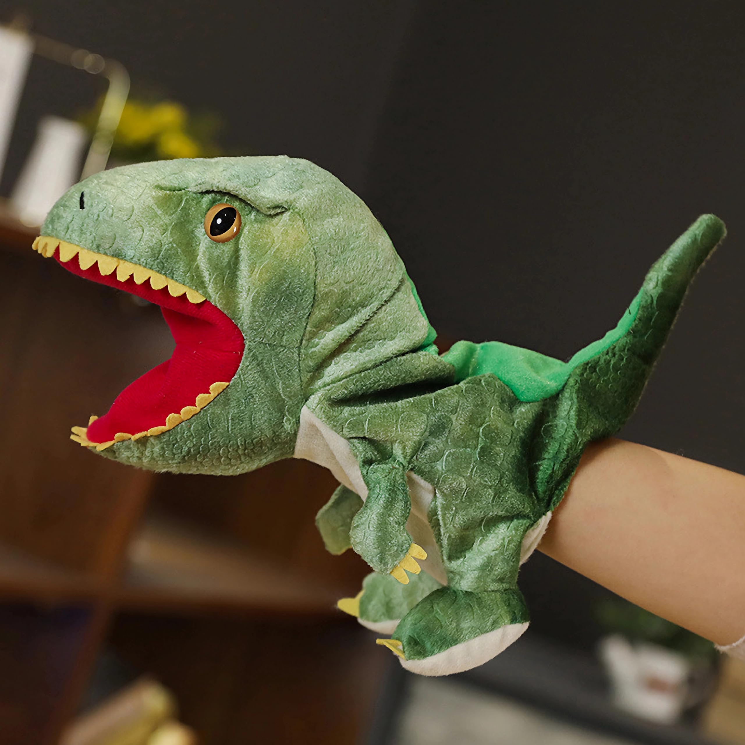 LOMTRATS Dinosaurier-Handpuppen für Kinder, Kleinkind enthält Triceratops und Tyrannosaurus Rex mit beweglichen offenen Mündern, perfekt zum Geschichtenerzählen,Geburtstagsgeschenke