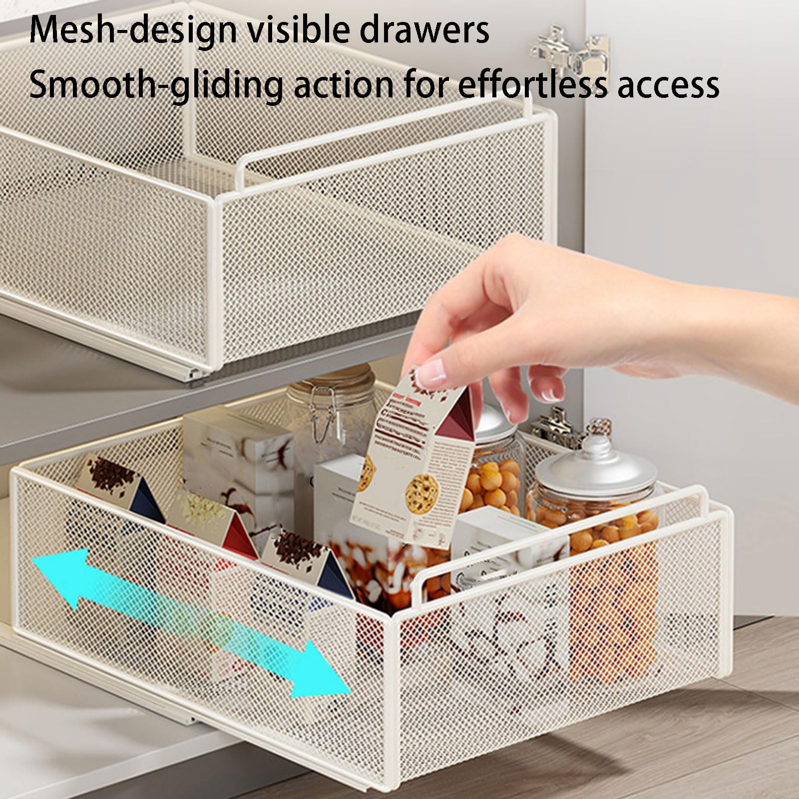 Ausziehbarer Schrank-Organizer aus Karbonstahl mit leisem Schiebe-Design, robuste ausziehbare Regale für die Aufbewahrung und Organisation in der Küche
