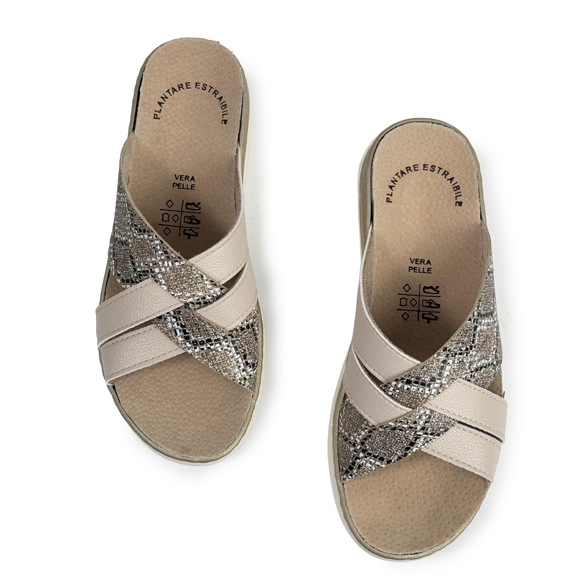 JOMIX Sandalias Mujer Ortopédicas de Cuña Elegantes Zapatillas Verano Cómodas con Plantilla Ergonómica Extraíble Piel para Mujer Mayor y Señora