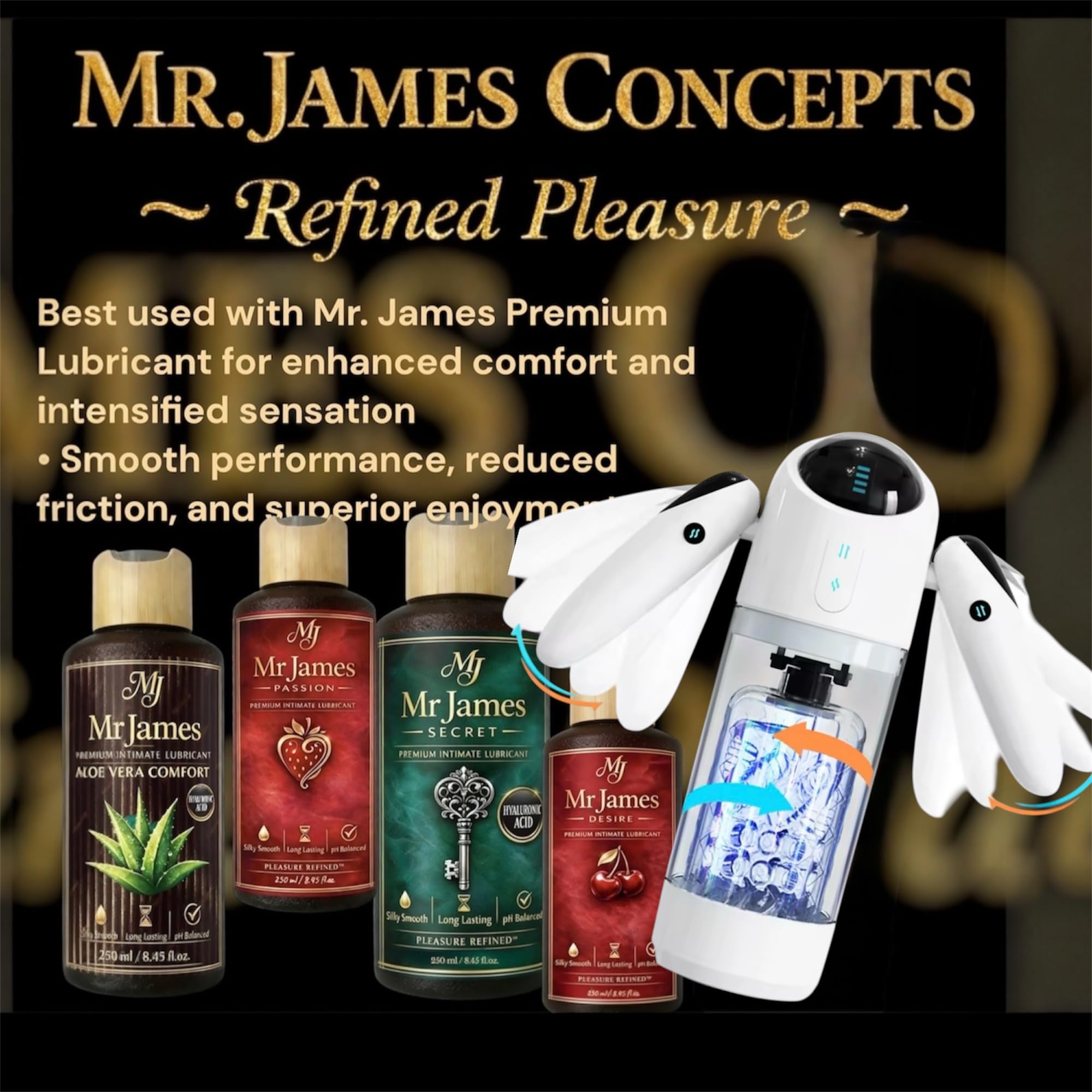 Mr. James Concepts – Thrust & Rotate – Next – Gen automatico Masturbatore maschile – Dual Entrance – ricaricabile USB – Ce – 7 LED modalità