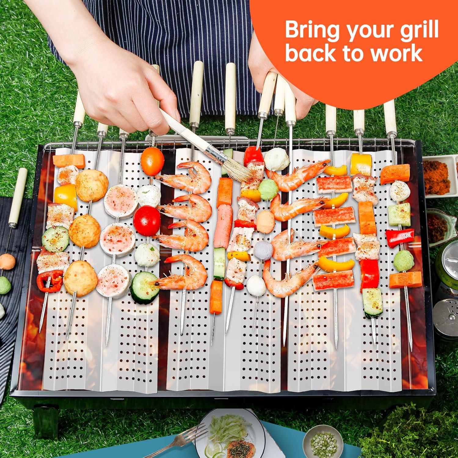 5Packs 16inch Stainless Steel Flame Tamer Grill Replacement Parts Heat Plates for Blaze BLZ-3 BLZ-4 BLZ-5 Series Grill OEM BLZ-32-064