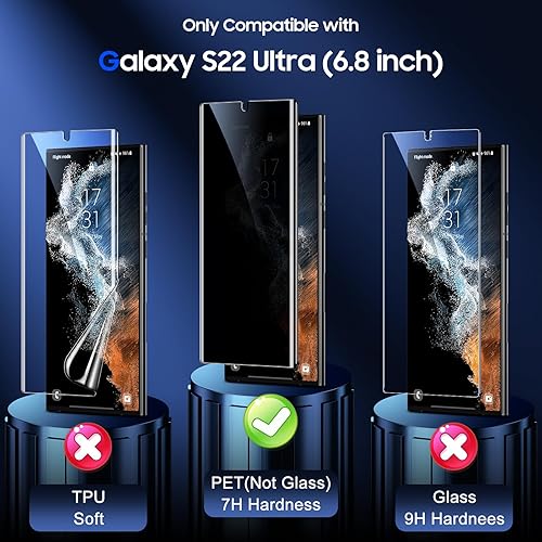 Miniatura 6 de UniqueMe Paquete de 2 protectores de pantalla de privacidad compatibles con Samsung Galaxy S22 Ultra, no de vidrio de 6.8 pulgadas, con