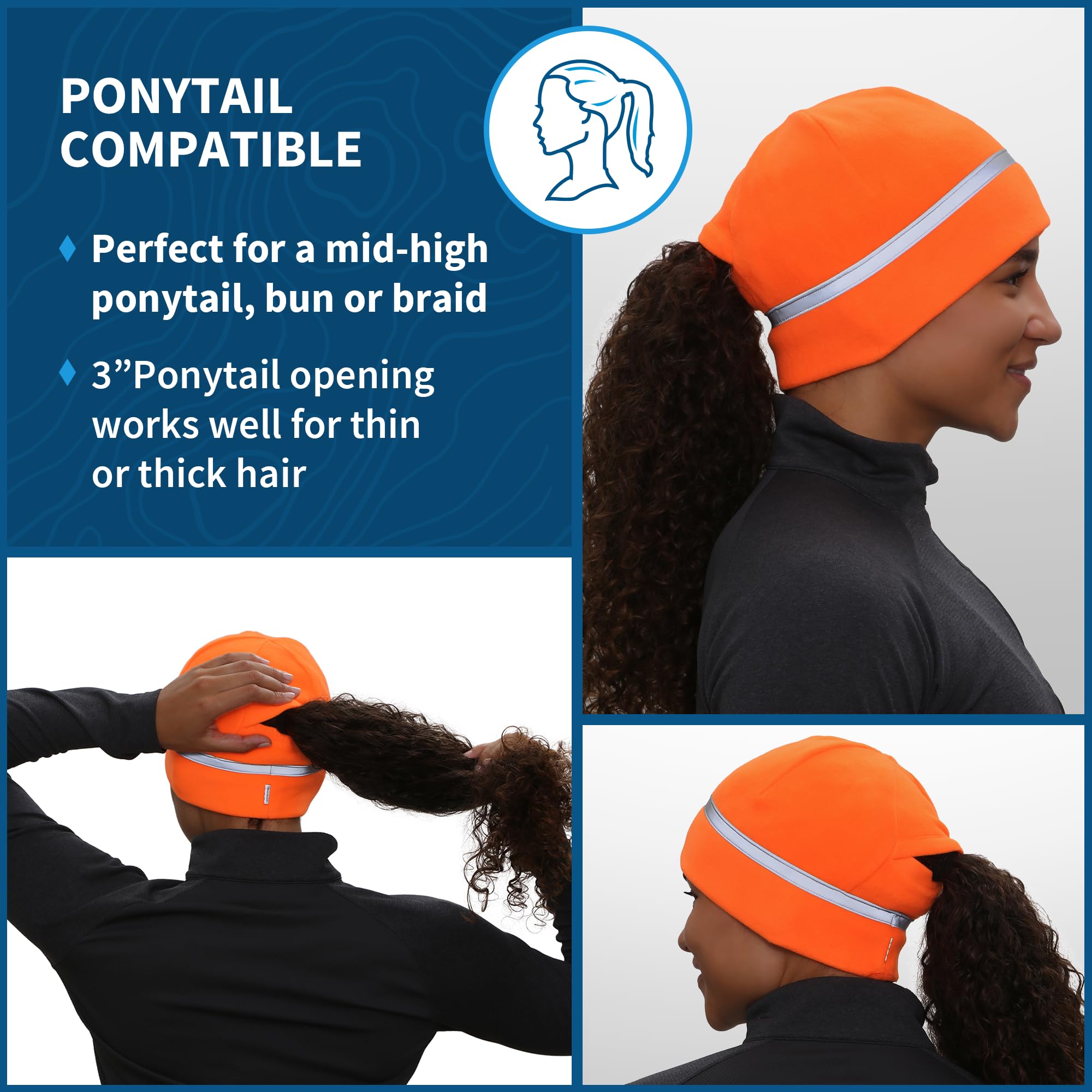 TrailHeads Chapeau de Queue de Poney pour Femme | Bonnet de Course réfléchissant par Temps Froid
