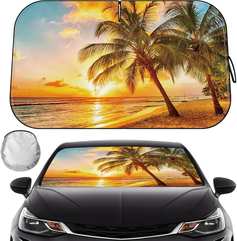 Car Windshield Sun Shade, Foldable Reflective UV Front Sunshade | 57" x 31", Sun Visor Blocks UV Rays & Keep Cool for Cars Interior, Fits Sedans, SUVs & Trucks, Foldable & Easy Storage