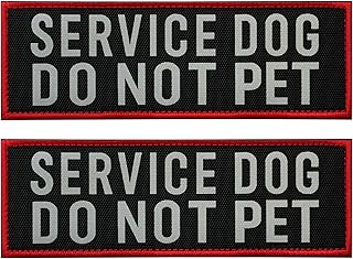 2 Pcs Reflective Service Dog Do Not Pet Patch Set with Hook and Loop Fastener, Embroidered Border with Printed Letters Patch for Dog Vest Harness Collar (6 x 2 inches)