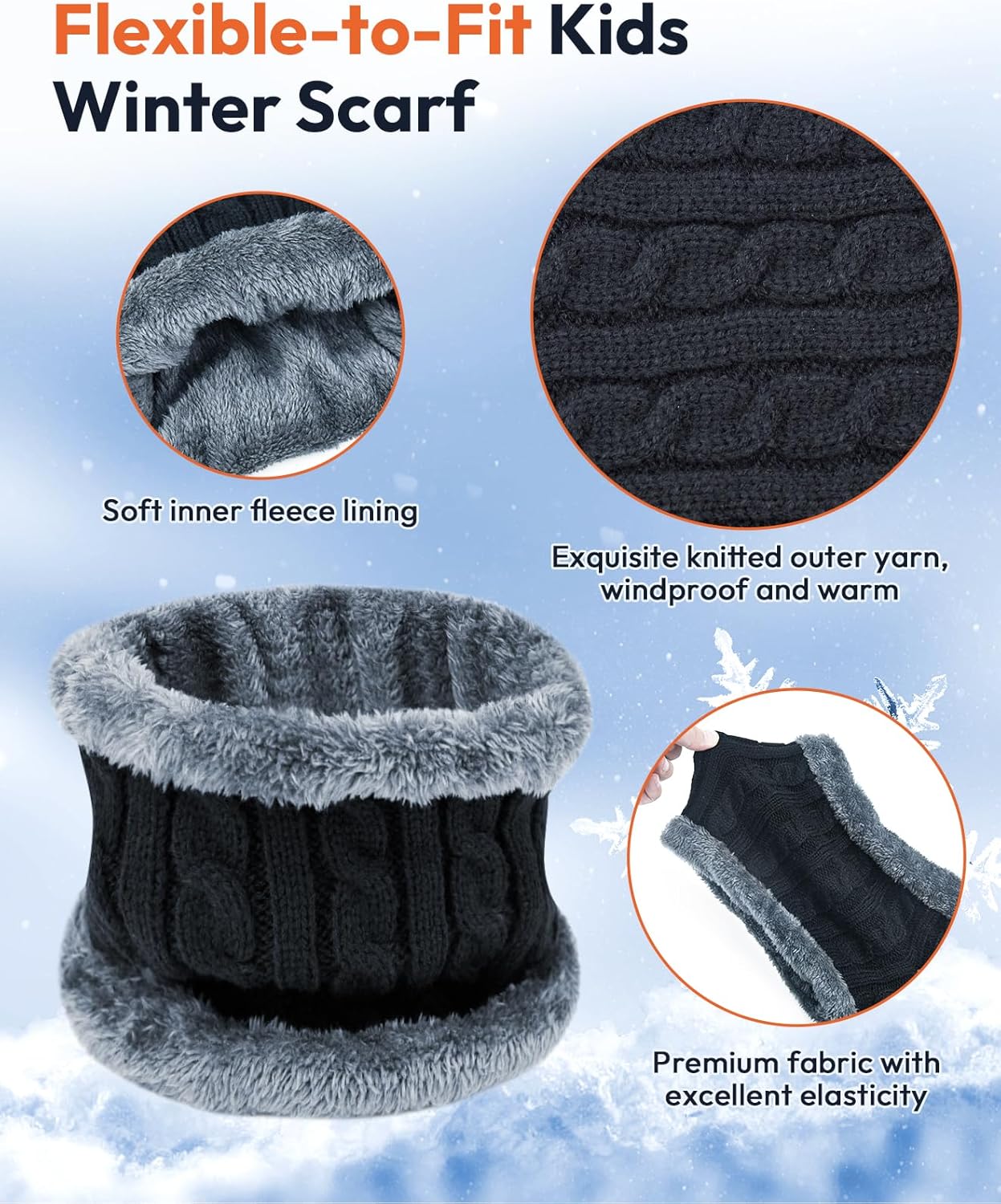 EAONE Kids Winter Hat Gloves Scarf Set, Knitted Toddler Beanie Cap, Mitten Gloves, and Neck Warmer for Boys Girls Aged 5-12 - Image 5