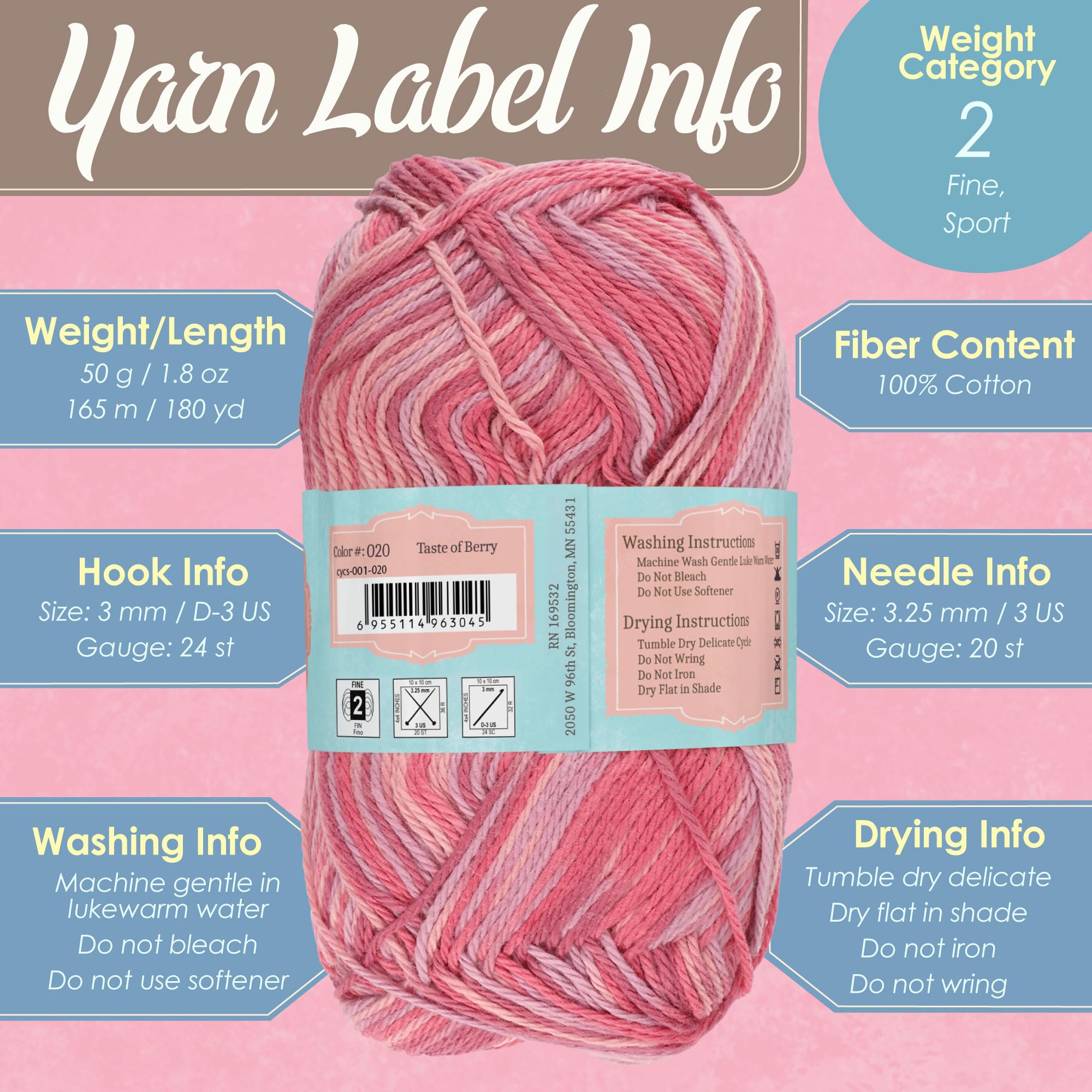JubileeYarn Cotton Select Yarn - Sport Weight - 50g/Skein - Beechnut Brown - 4 Skeins, 301 Beechnut Brown - Image 4