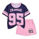Azmxynol Tween Girl Clothes Summer Loose Tee Shirt + Skinny Shorts 2 Pieces Outfit Set Size 6-12 Years