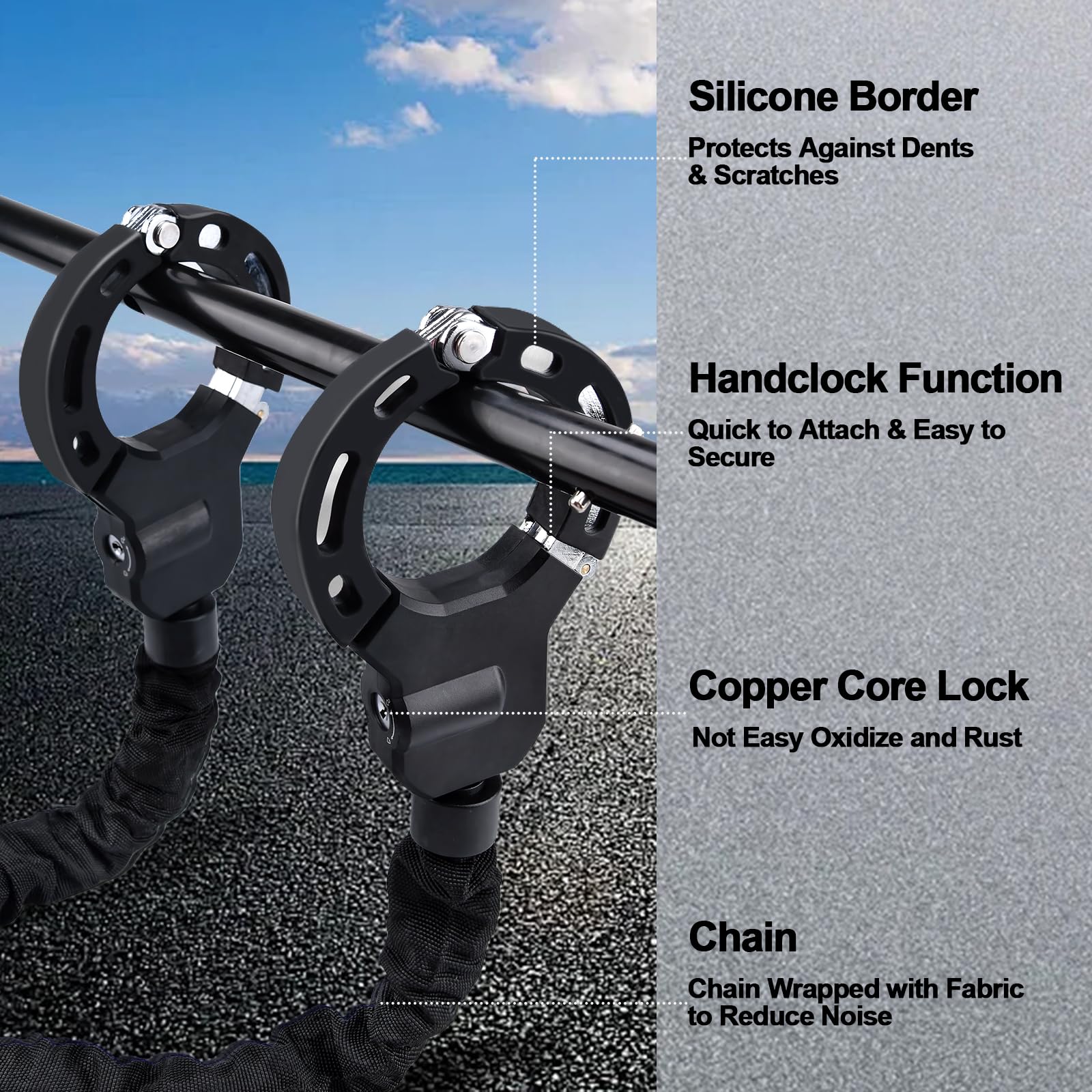 Lucchetto A Manette Per Monopattino Elettrico - Doppio Anello In Acciaio, Protezione Silicone 90cm