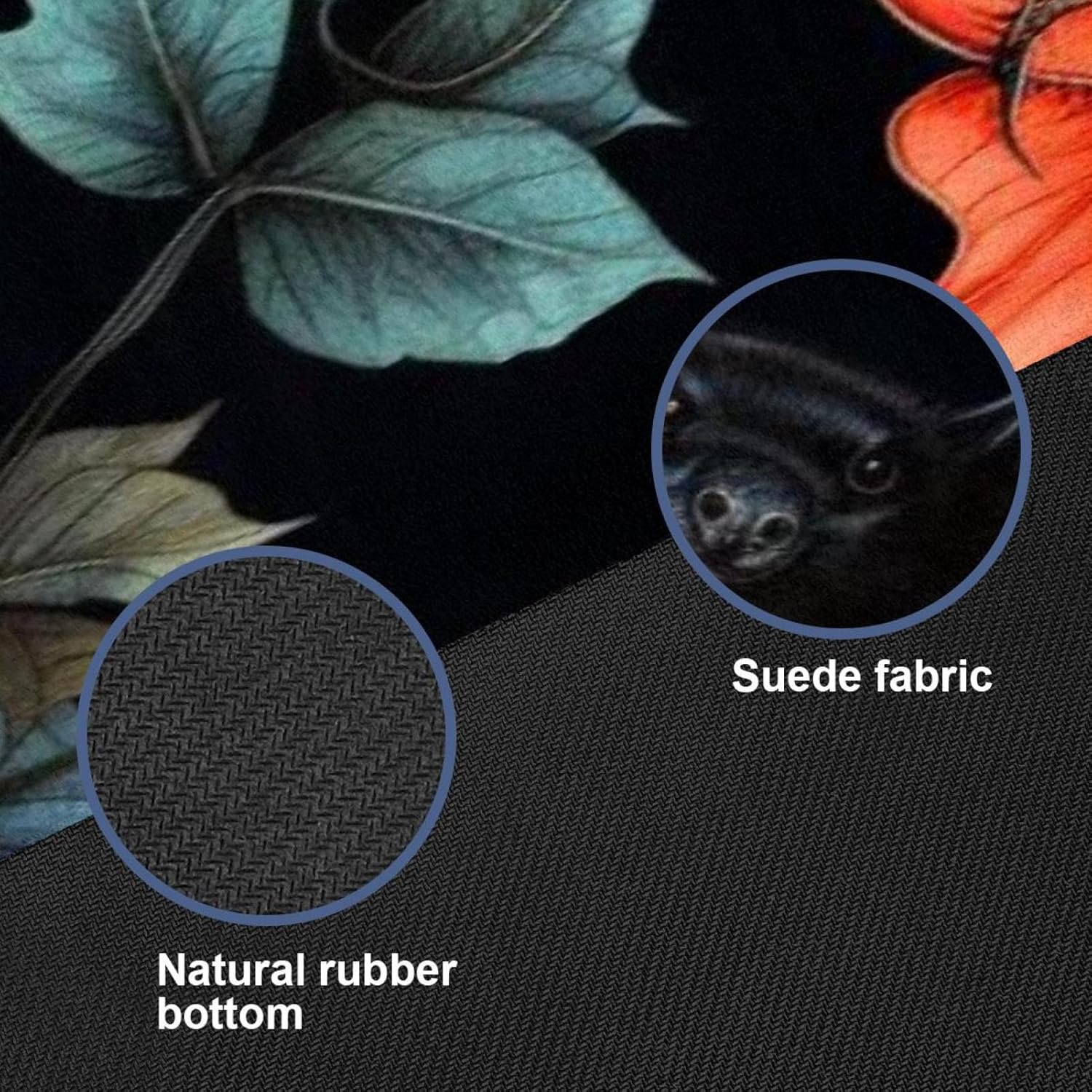 Yoga Towel, Bat Pattern Non Slip Sweat Absorbent Hot Yoga Mat Towel for Hot Yoga, Pilates and Fitness - 72.8" x 26.8"