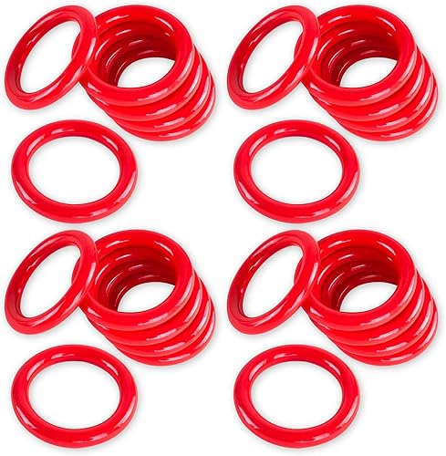 Super Z Outlet Anillos de carnaval de plástico rojo de 2.5 pulgadas para juegos de lanzamiento de anillos, juguetes de recuerdo de fiesta (paquete