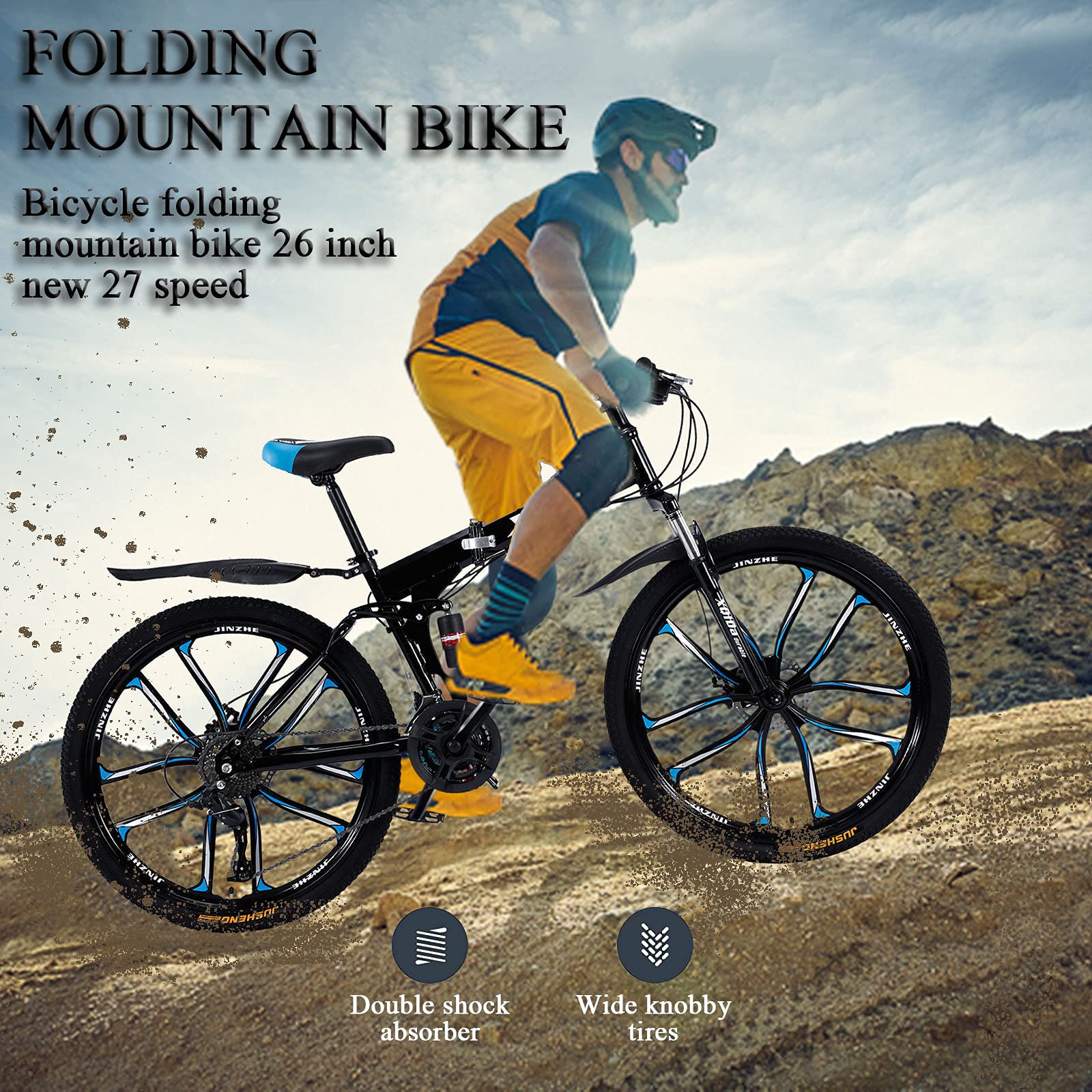 Mountain Bike Pieghevole 26 Pollici - Sospensione Completa, Freni A Disco, 27 Marce