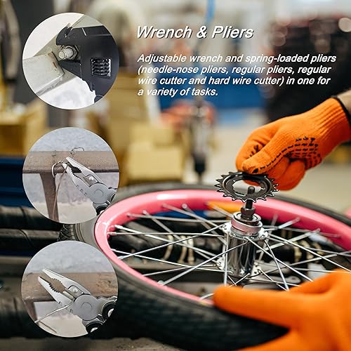 Miniatura 4 de Martillo multiherramienta con llave, regalos para hombres, alicates de martillo multiherramienta premium con destornillador, cortadores de alambre,