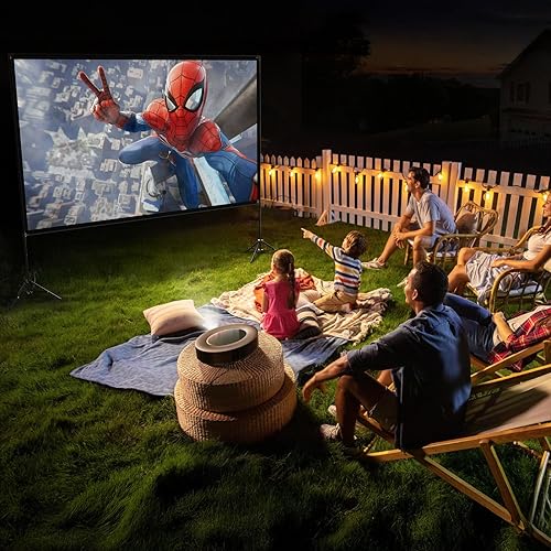 Miniatura 5 de Pantalla de proyector con soporte de 100 pulgadas, 169 4K HD Pantalla de proyector portátil para interiores y exteriores, pantalla de película