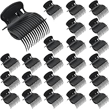 24 Pack Hot Roller Clips, Plastic Hair Curler Claw Clip Replacement Roller Clips Safety & Heat Lightweight Resistance Heated Clip for Small, Medium, Large Girls Hair Section Styling (Black)