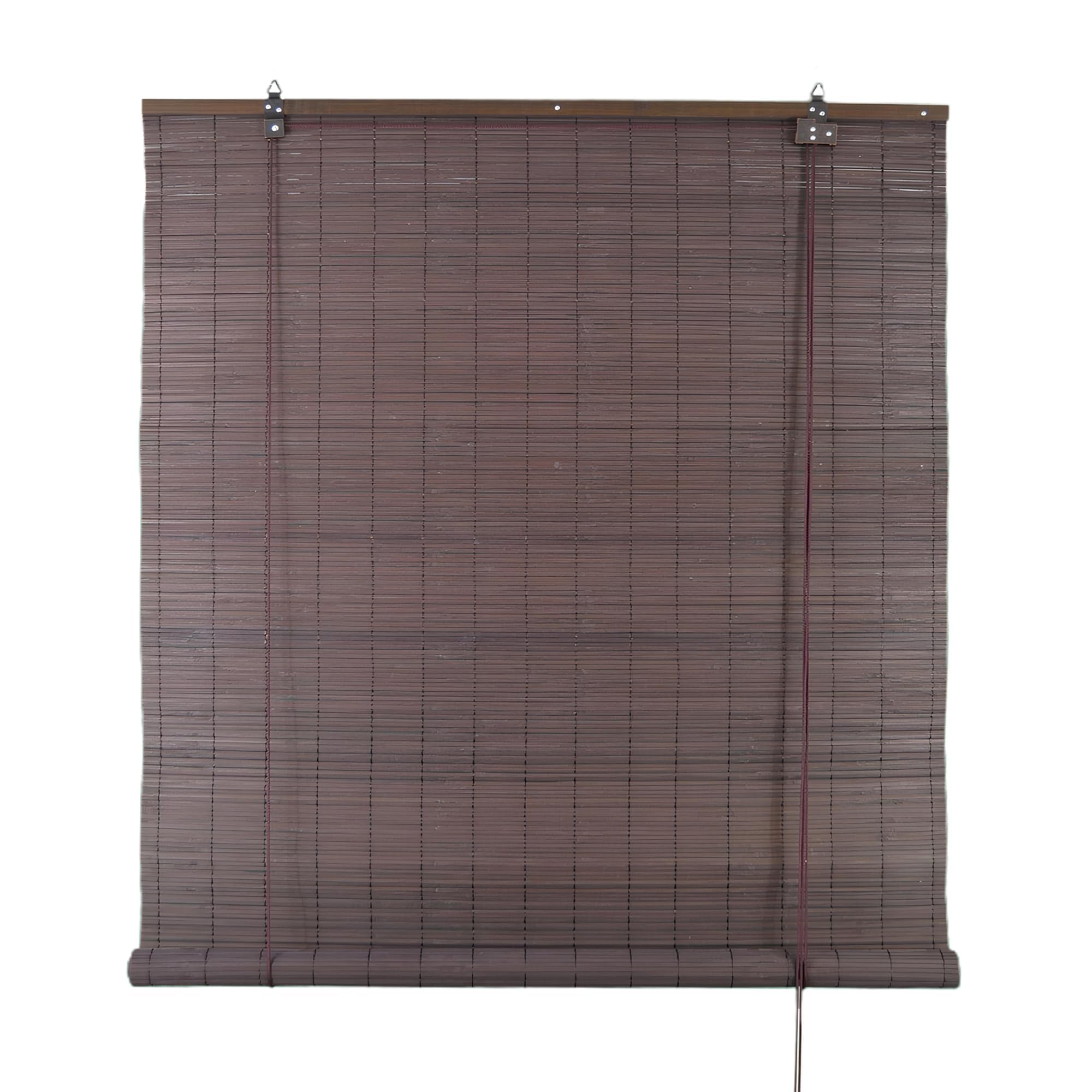 DEFACTO Bambusrollo Sonnenschutz Sichtschutz Seitenzugrollo Lichtfilter Bambus Jalousie Lüftung Rollo für Fenster Tür Terrasse Balkon Garten (150 x 220 cm, Dunkelbraun)
