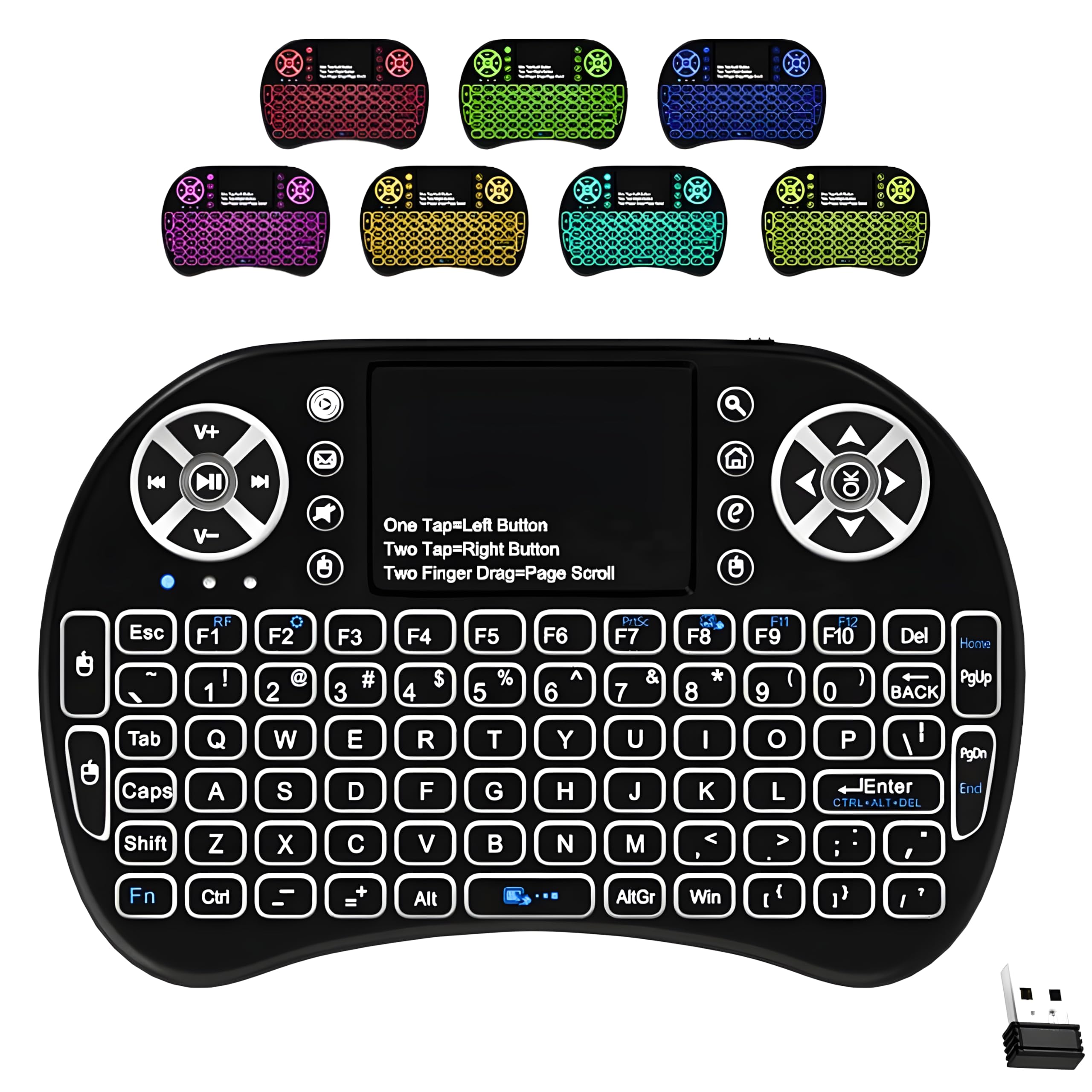 XIKKART Mini Wireless Keyboard with Touchpad | Backlit 2.4G & Bluetooth Portable Remote Control for Smart TV, Fire TV Stick, Android TV Box, PC, Laptop, Windows, Mac, Tablet & Smartphone (Black)-image-33