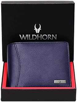 RFID Protected Leather Wallet for Men, Blue