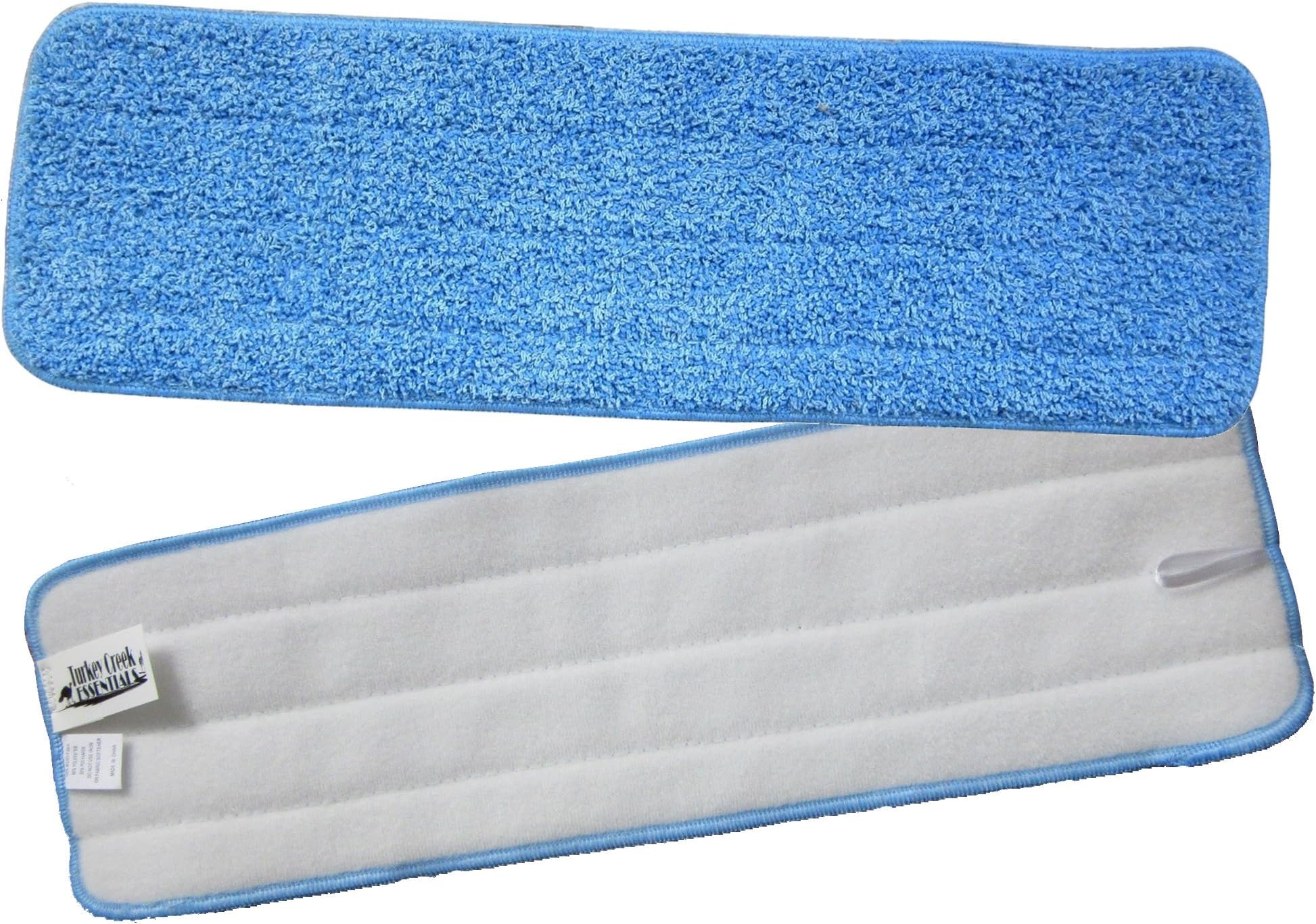 Microfiber Mop Pads 2-Pack 18" x 5.5" Fit 15 to 18 Inch Bona or Libman Hook and Loop Frames Washable Commercial Quality Replacement Pad Refills for Hardwood