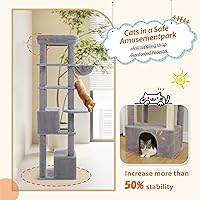 Vista 5 de PEQULTI Árbol para gatos grandes de 68 pulgadas para gatos grandes, torre alta resistente para gatos grandes de interior con percha superior extra
