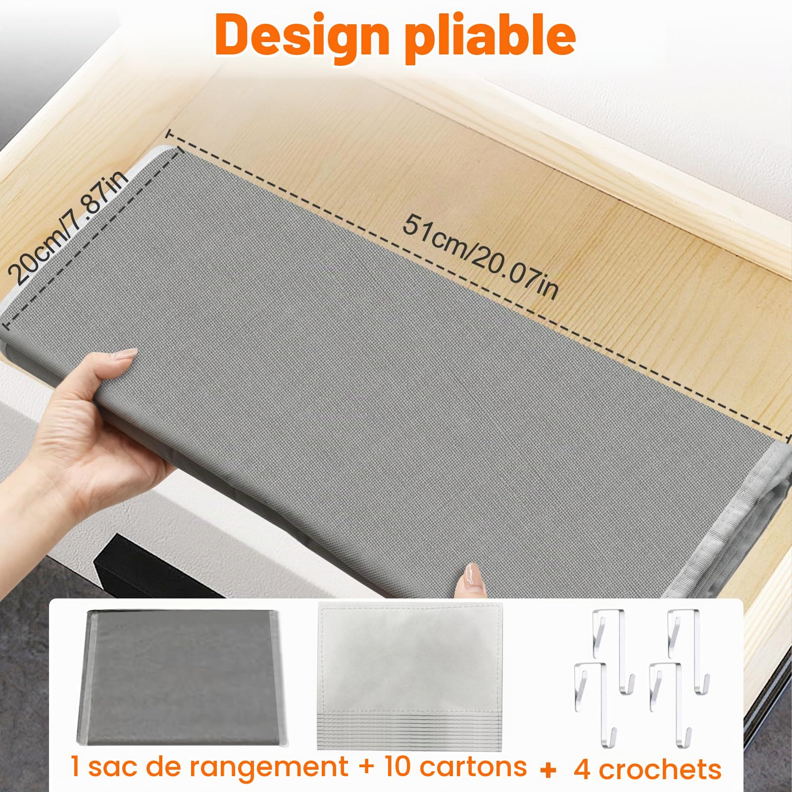 Rangement Suspendu de Porte 1 Pièce, Rangement Porte à Suspendre avec 10 Compartiments 10 Poches en Filet, Etagere Suspendue pour Chambre, Salle de Bain, Cuisine, Van, Camping, Gris