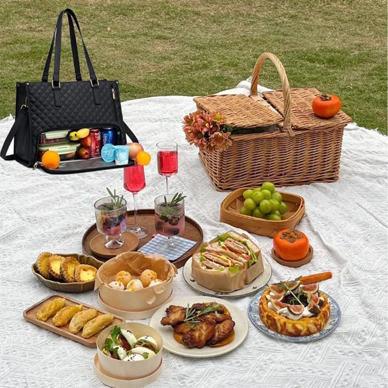 Borsa Tote 2 in 1 da 15,6 Pollici con Scomparto per il Pranzo - Borsa da Lavoro Grande per Ufficio (Nero)