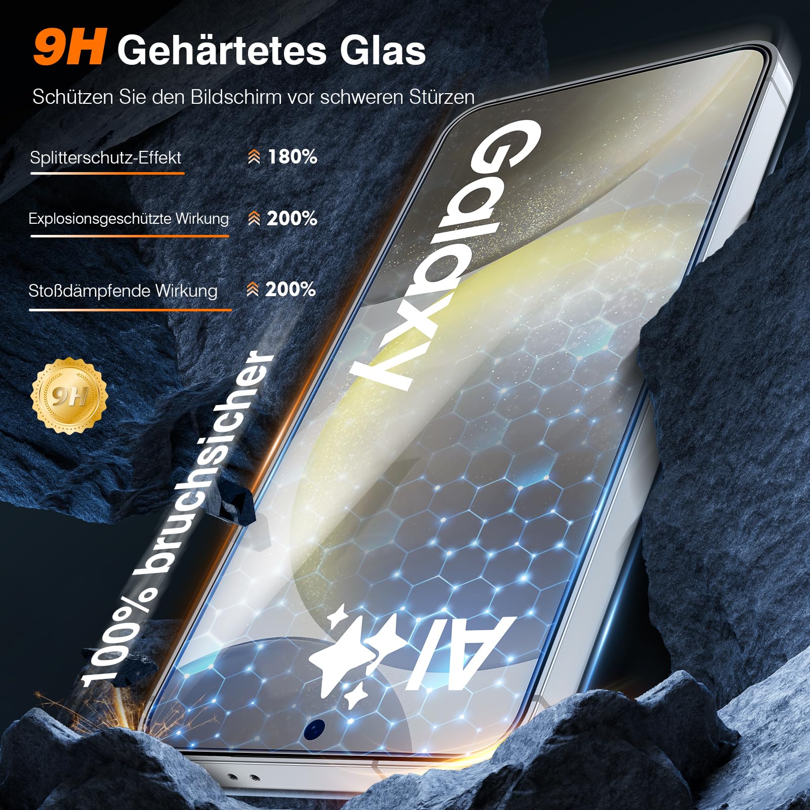 LK 2 Pezzi Vetro Temperato per Samsung Galaxy S25/S24, Rimozione Automatica Della Polvere, Senza Bolle, Installazione Automatica e Rapida, Antigraffio, Ultra HD Pellicola Protettiva Durezza 9H