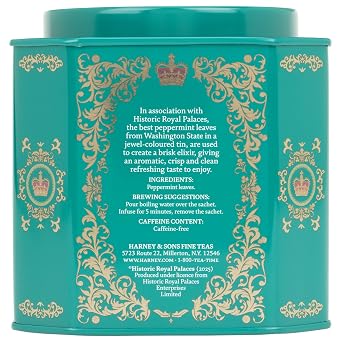 Harney & Sons Peppermint Herbal Tea in Sachets, Caffeine-Free Herbal, 30 Sachets