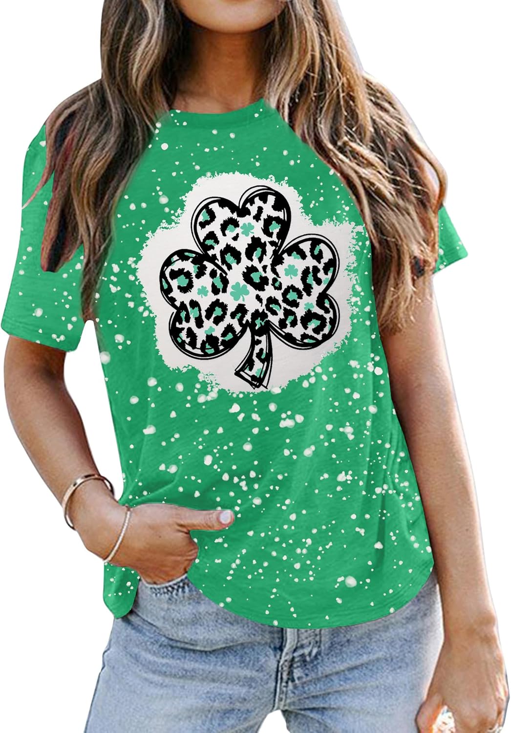 Womens St Patrick's Day Shirts Lucky Shamrock Graphic Tee Shirt Lucky St Patricks Day T Shirt Green Irish Tops - Image 2