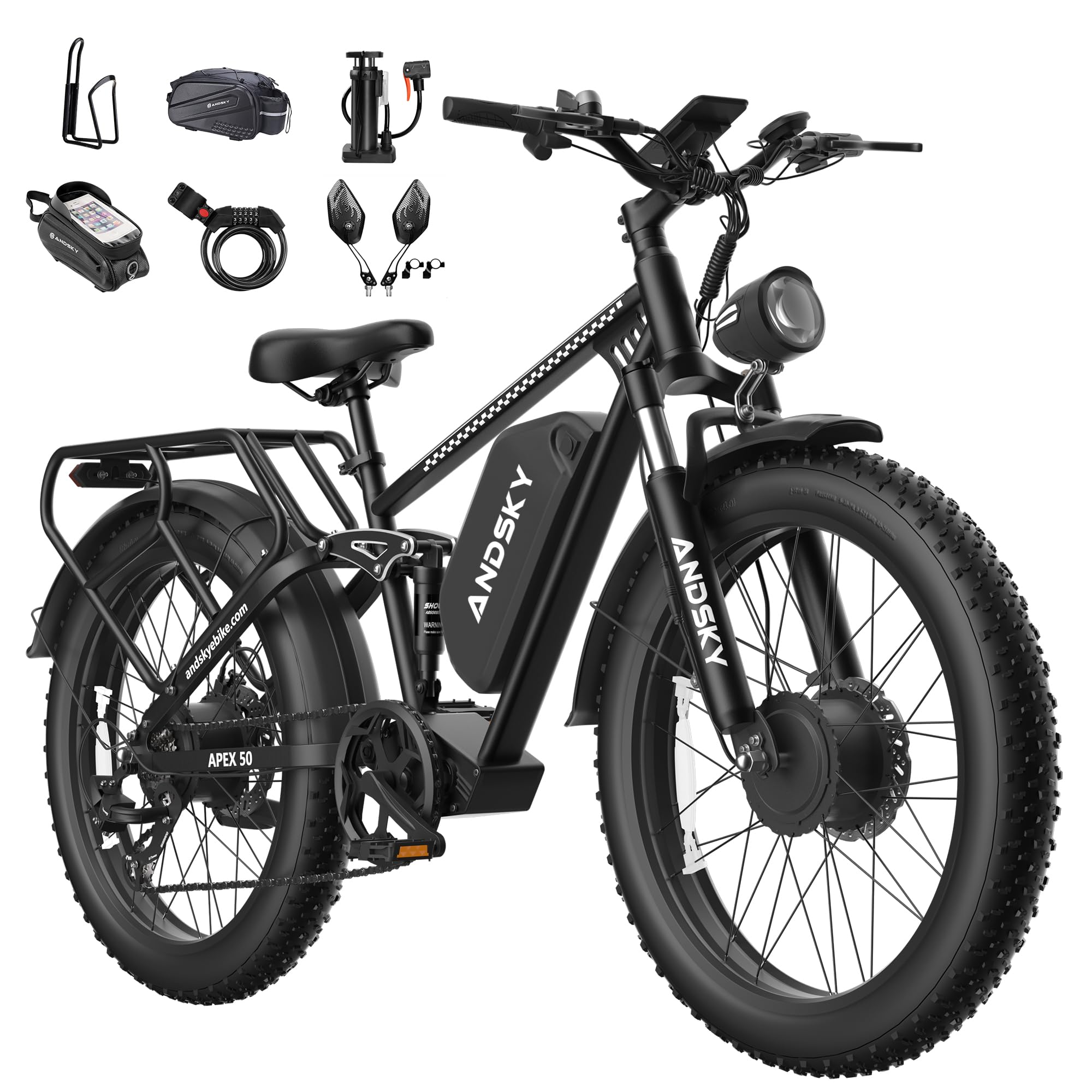 ANDSKY Apex 50 Electric Bike, Black 48V Standard