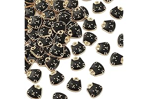 Ipotkitt Black Cat Charms: 100 Alloy Enamel Cat Charms for Jewelry Making